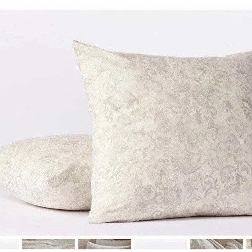 Coyuchi Solana Organic Print Standard Sham Undyed w/Grays Botanical 26 X 20" NEW